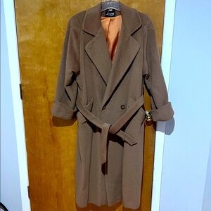 ANGLO FABRICS Women’s NWOT Long Luxurious Mohair Enriched Tan Trench Coat sz.XL